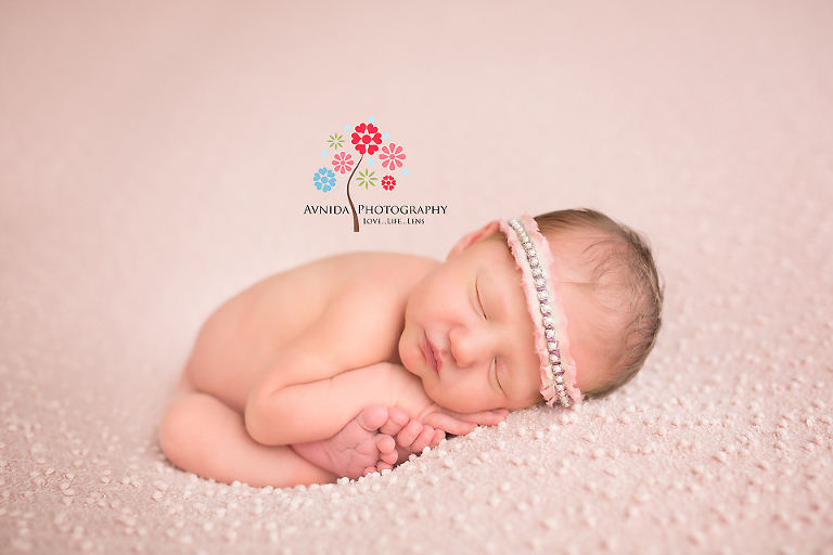 West Orange NJ newborn photographer- This girl looked good in anything and everything - from the most elaborate setup with the hot air balloon to a simple headband - that's true beauty for you