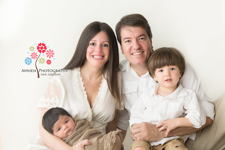 Verona NJ newborn photographer - Baby Marcos decided he better be alert for this family photograph