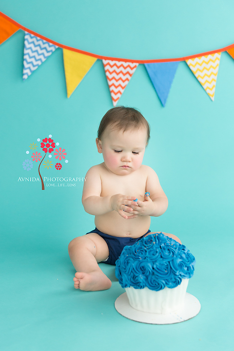 Cake Smash Photographer Secaucus NJ - Hmmm so this is what a cake feels like - I could definitely get used to this