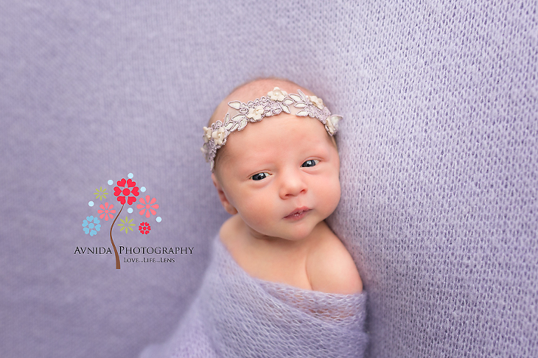 River Vale NJ newborn photographer - Someone decided to give us a real alert smile during newborn photo shoot