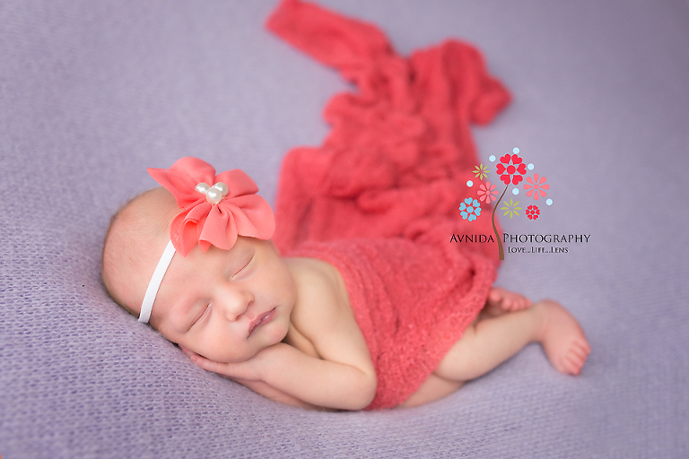 River Vale NJ newborn photographer - and of course lavender always goes well with a contrast color like red especially when a cutie wears it so well