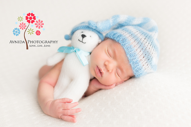New Jersey Newborn Photographer - And how cute is that, the teddy is blue and white too