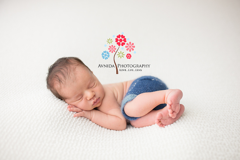 New Jersey Newborn Photographer - And now for the side laying pose, who's looking stylish in blue pants