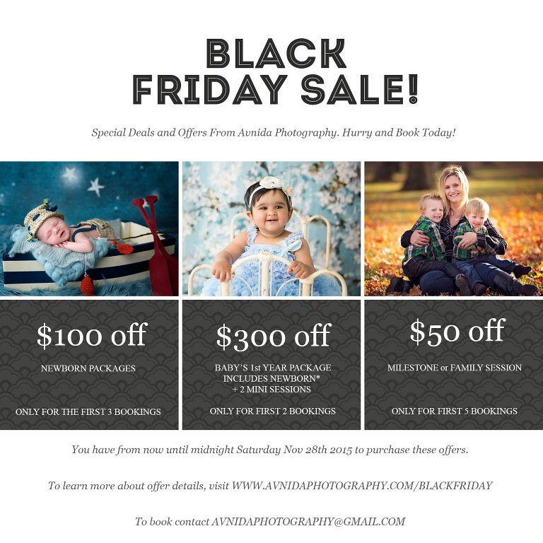 Black Friday Sale - Newborn, Family and Milestone Sessions by Avnida Photography