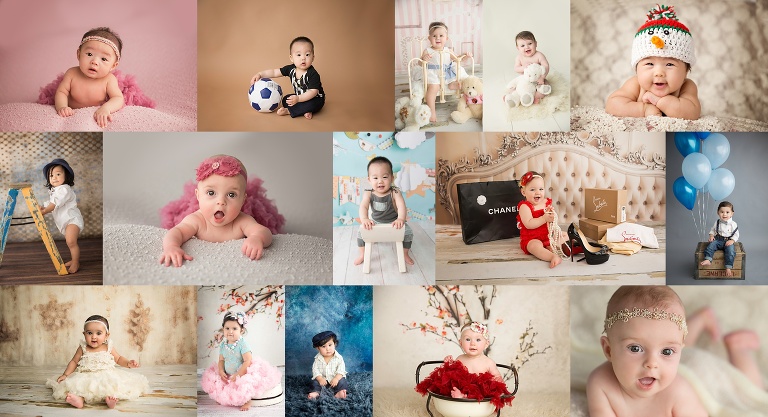 A collage of Baby Photography NJ by Avnida Photography, the ONLY photographer in NJ trained by several of the top 10 baby photographers in the country.