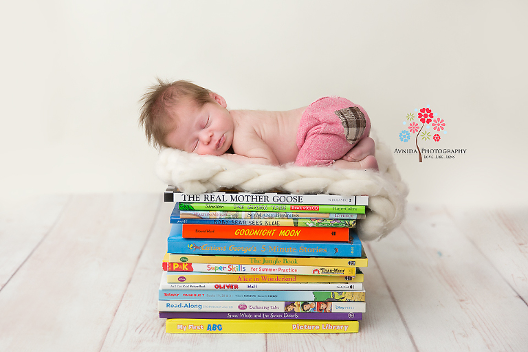 Jersey City Newborn Photographer - All the books that super smart Baby Sloane read through just before the session!