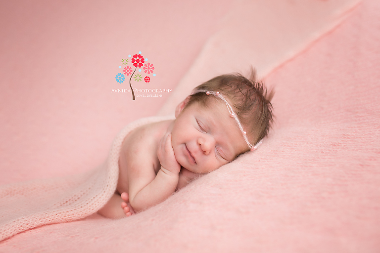 Jersey City NJ Newborn Photographer - The joy of photographing a baby girl in pink, especially one with such a beautiful smile
