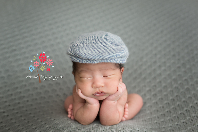 Newborn Photography Bound Brook NJ - Ah, the classic hands on chin newborn photography pose. Our star performer rocks it!