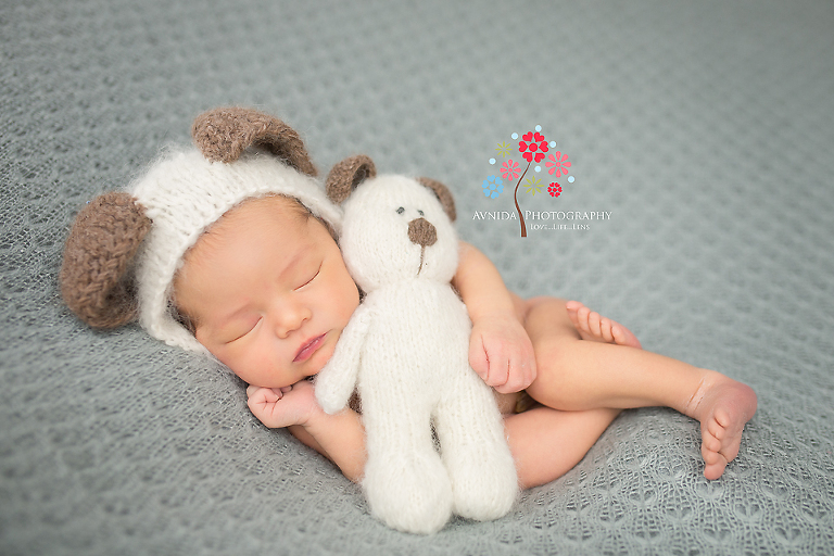 Cute dog, but an even more cute newborn - Baby Huong's Newborn Photography Montgomery NJ session