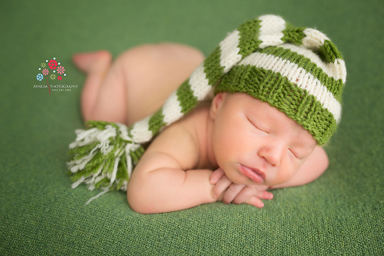Newborn Photography Randolph NJ - This is how we go green, with style and panache - don't you love the contrast between the colors - best newborn photography NJ by Avnida Photography