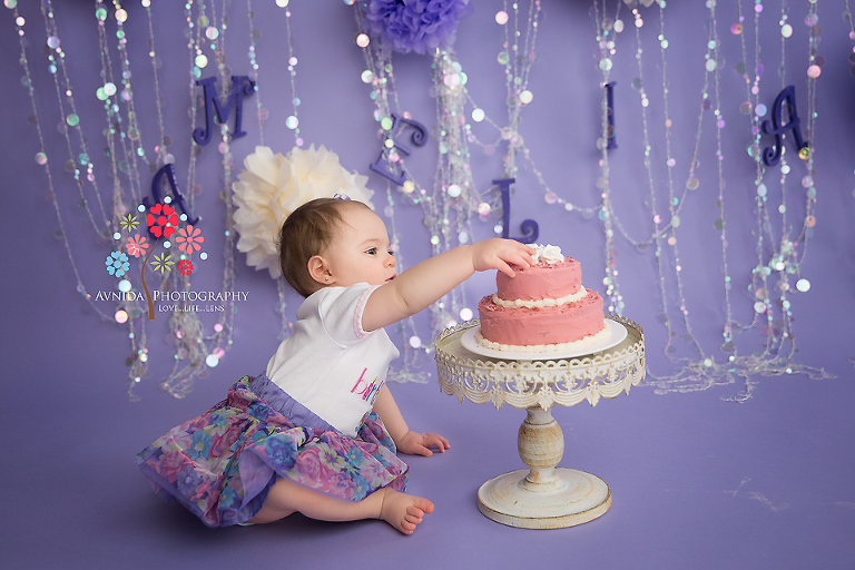 Cake Smash Photography Tewksbury NJ - Here let me just get a little taste - just a little bit I promise - no you don't have to help - I got this covered