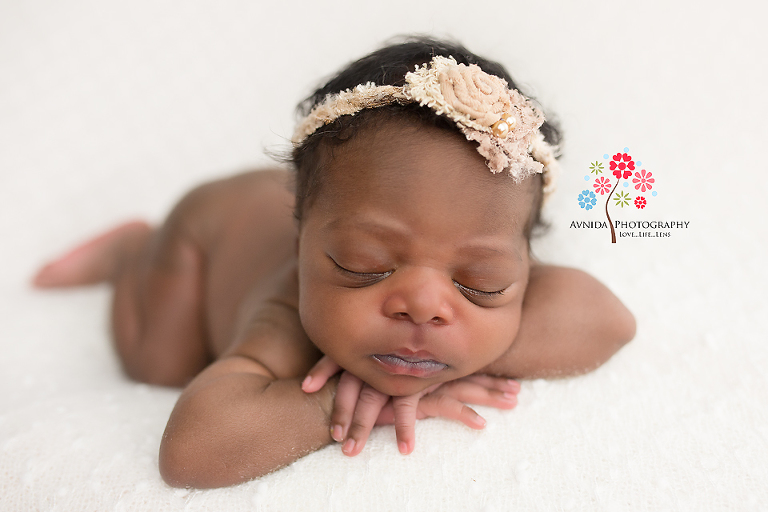 Newborn Photographer Vernon NJ - Another beauty of white - all you need is a really cute baby and a headband that just matches her personality
