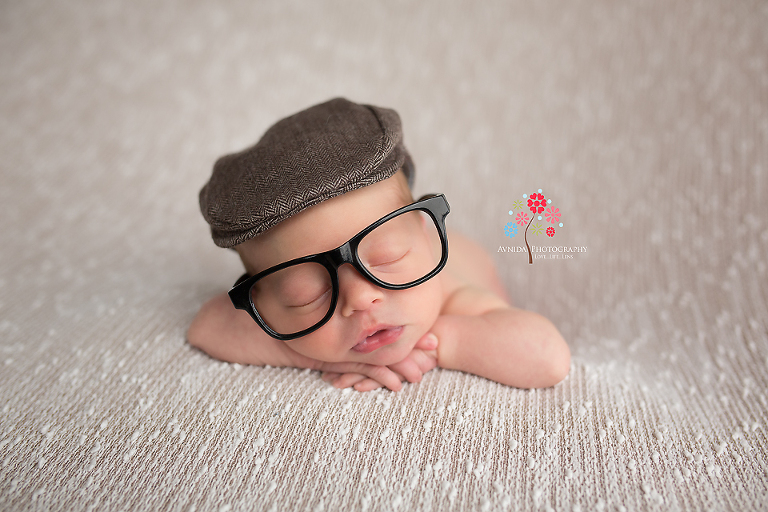 Newborn Photography Hillsborough NJ - The NY Giants puts on his glasses and the intellectual hat figuratively and literally - isn't he just amazing