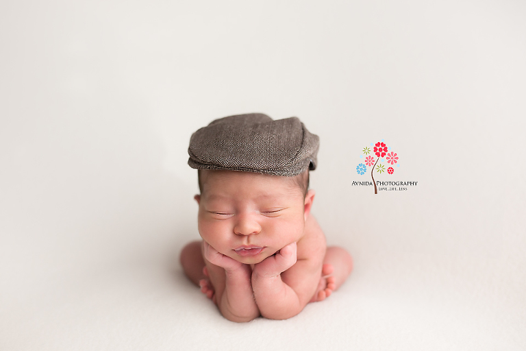Newborn Photography Englewood NJ - Now I have a really difficult question for you - which one of these two froggie poses do you like more - the suave gentleman in the cap