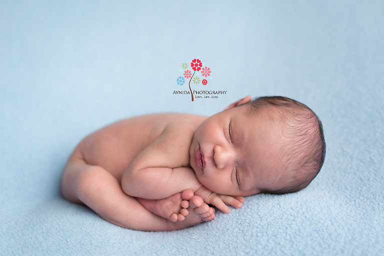 Newborn Photography Englewood NJ - Right next to the white color are two other pastel colors that are my favorite - blue and green and you will see both of them in Karson's newborn photo shoot