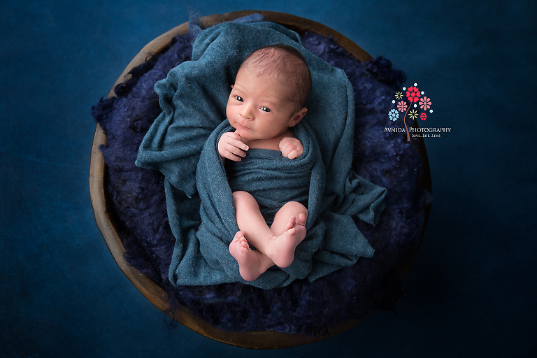 Newborn Photography Englewood NJ - Those little hands and feet sticking out of the wrap - that expression on his face - now that is Priceless