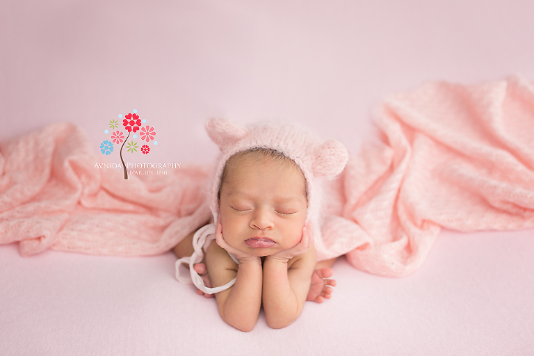 Newborn Photographer Saddle River NJ - Ah the cute bunny ears with a combination of pink colors looked great on Anisa