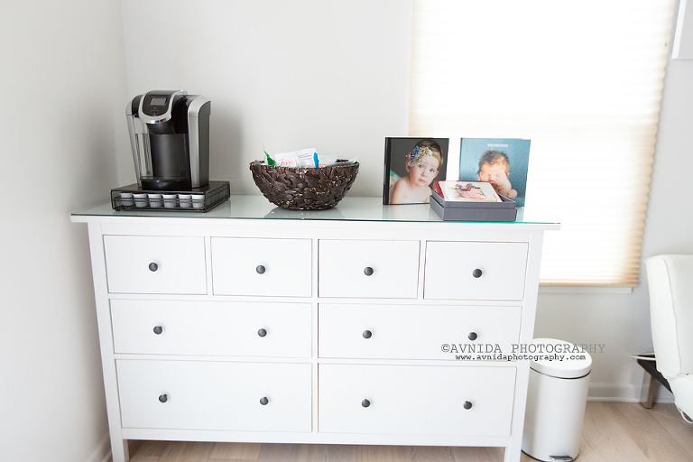 A variety of coffee makes the newborn photography session awesome for the parents