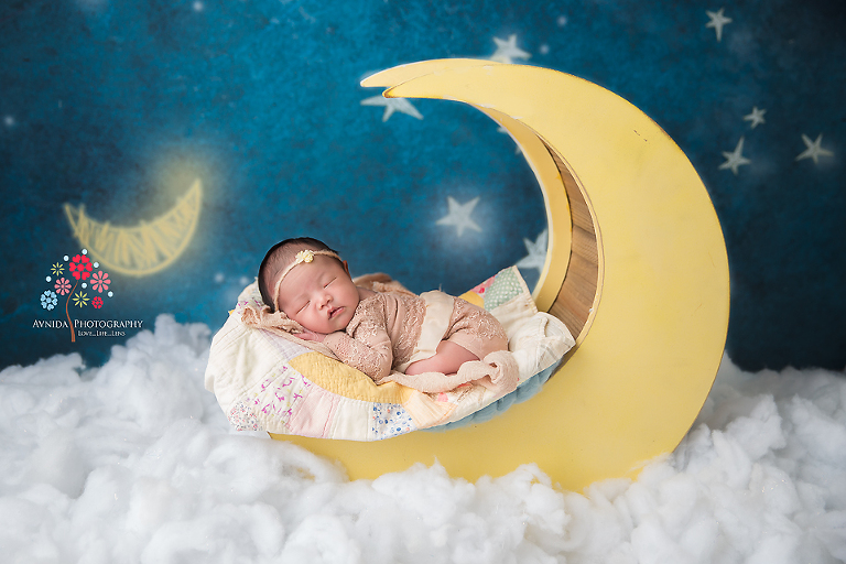 Newborn Photography Lawrenceville NJ - Fly me to the moon, let me play among the stars - It may have been sung by Sinatra but embodied perfectly by Baby Cayla