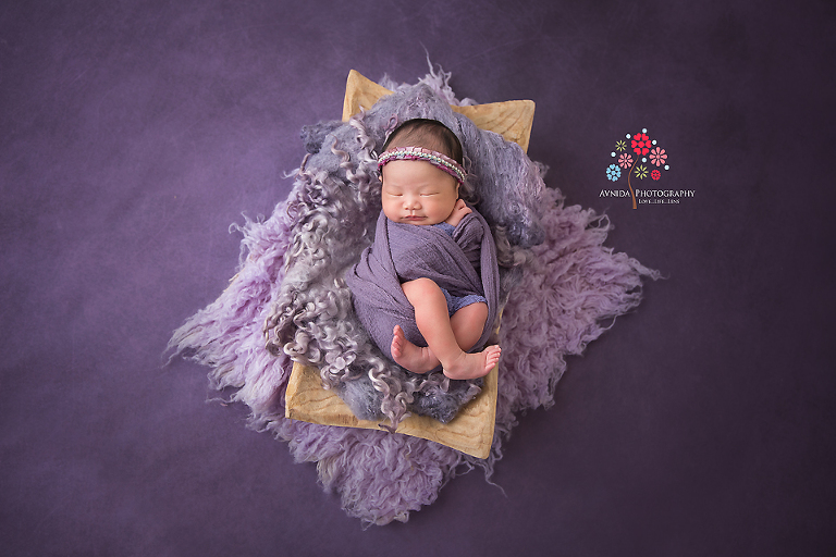 Newborn Photography Lawrenceville NJ - Now, I cannot pick a favorite from the various photos of Baby Cayla but this one surely sits at the top of the list - The combination of colors just came out so perfect combined with that little hint of smile