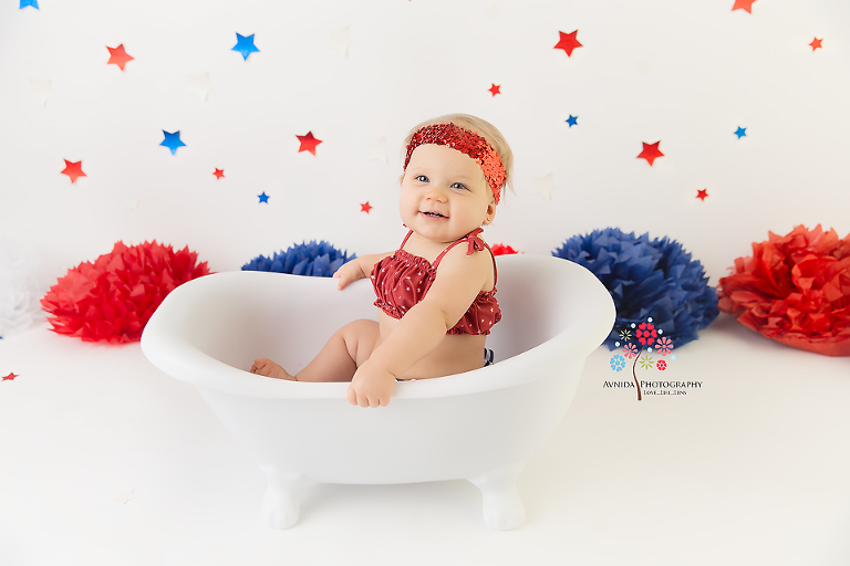 Cake Smash Photographer Rahway NJ - Ah, now I know why you asked us to wrap up the cake smash - we wanted to do the Fourth of July themed cake smash photography session as well