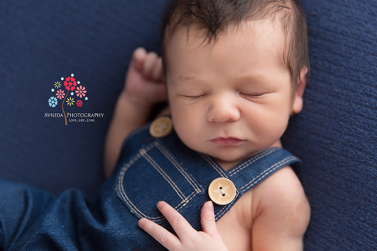 Newborn Photography Red Bank NJ - I love newborn photographs that show contrast but I love this one too - there is a depth to the navy blue color and it comes out perfectly in this photograph