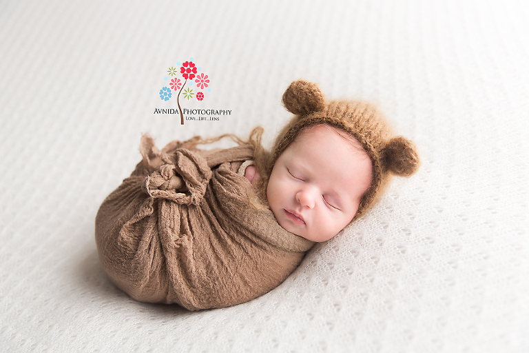 Newborn Photography Millington NJ - Who needs a teddy bear when you have a really cute newborn dressed perfectly for the role