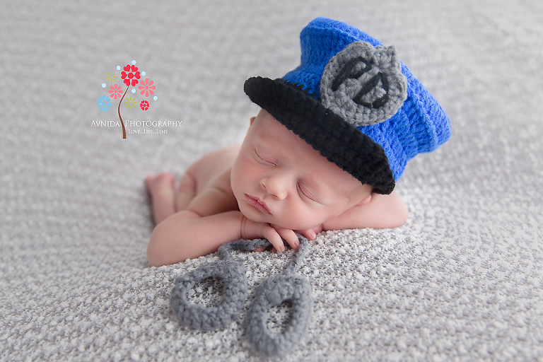 Basking Ridge Newborn Photography NJ - New Jersey's finest - proud, like his dad to be a part of the police department to protect and to serve
