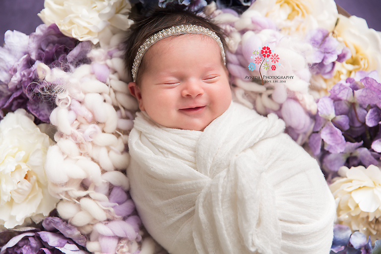 Newborn Photography Spring Lake NJ - And a close up of the same photo, because is there anything better than seeing the smile of a cute newborn