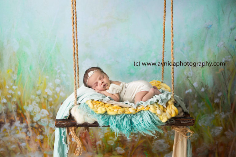 Newborn Photography Gladstone NJ - A swing in the forest. A princess who strolls by. A princess who is tired and takes a quick nap.