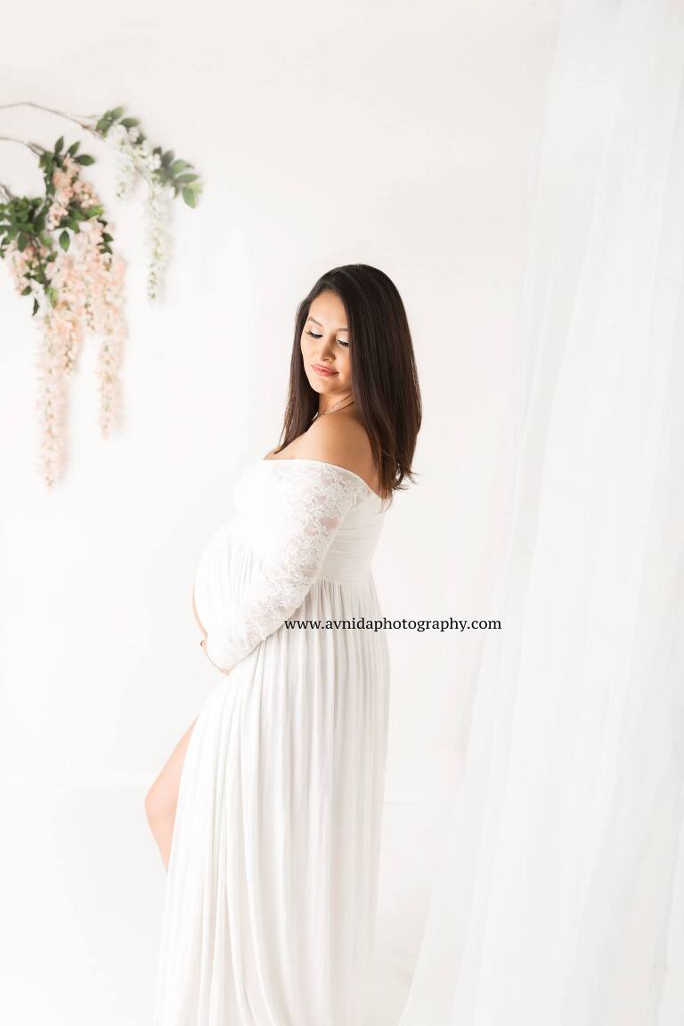 Maternity Photography Gowns - blissful in plain white by Avnida Photography