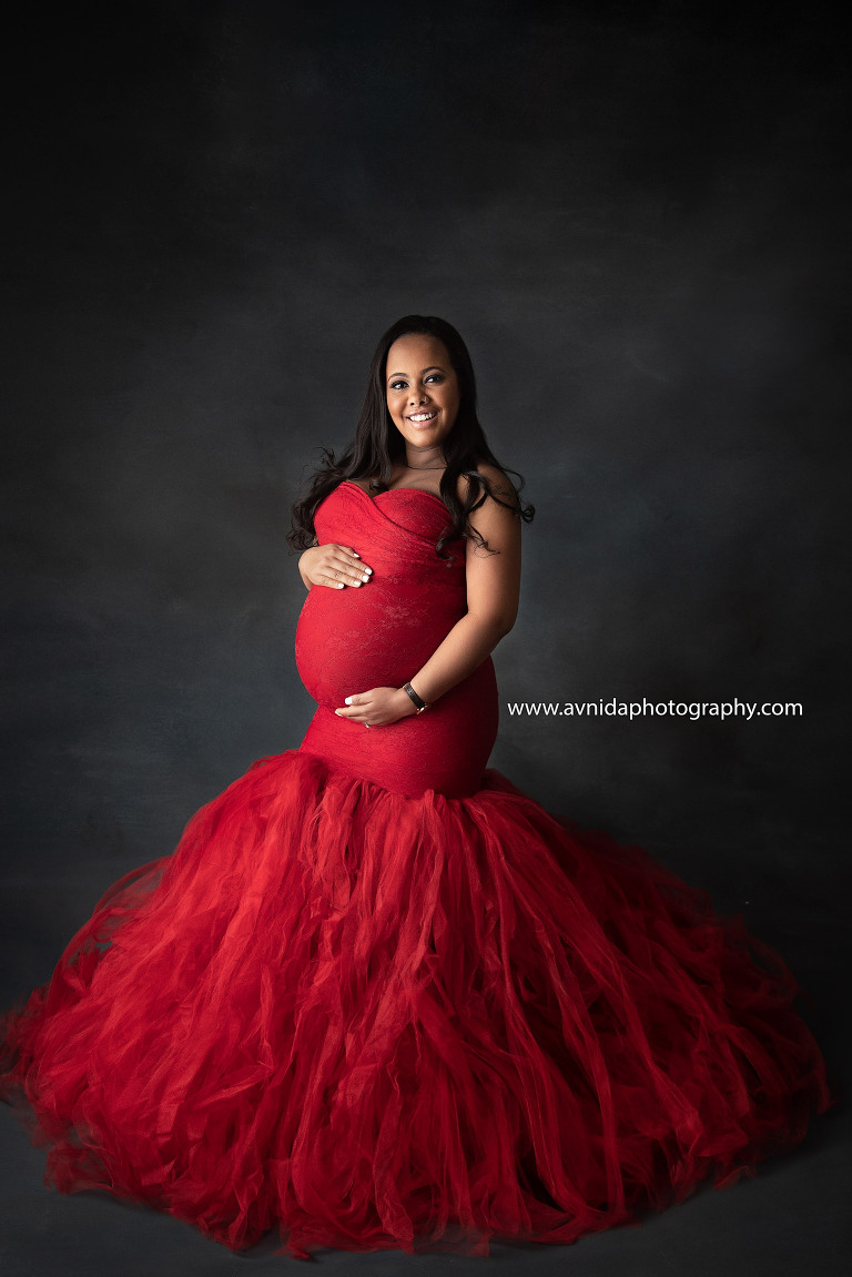 Maternity Photography Gowns - Red and Dark Gray combination - beautiful maternity photography NJ by Avnida Photography