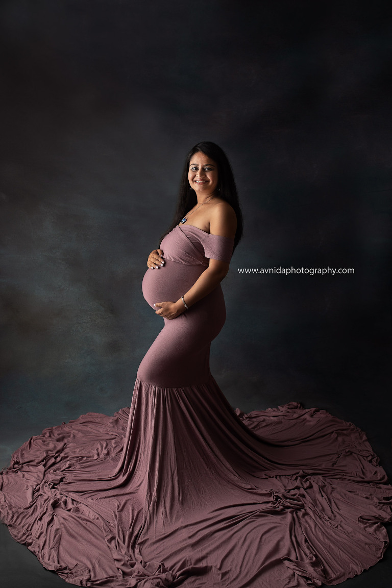 Maternity Photography Gowns - dark pink, flowing and a smile
