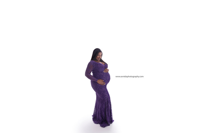 Maternity Photography Gowns - a beautiful purple lace gown - maternity photography Jersey City NJ by Avnida Photography