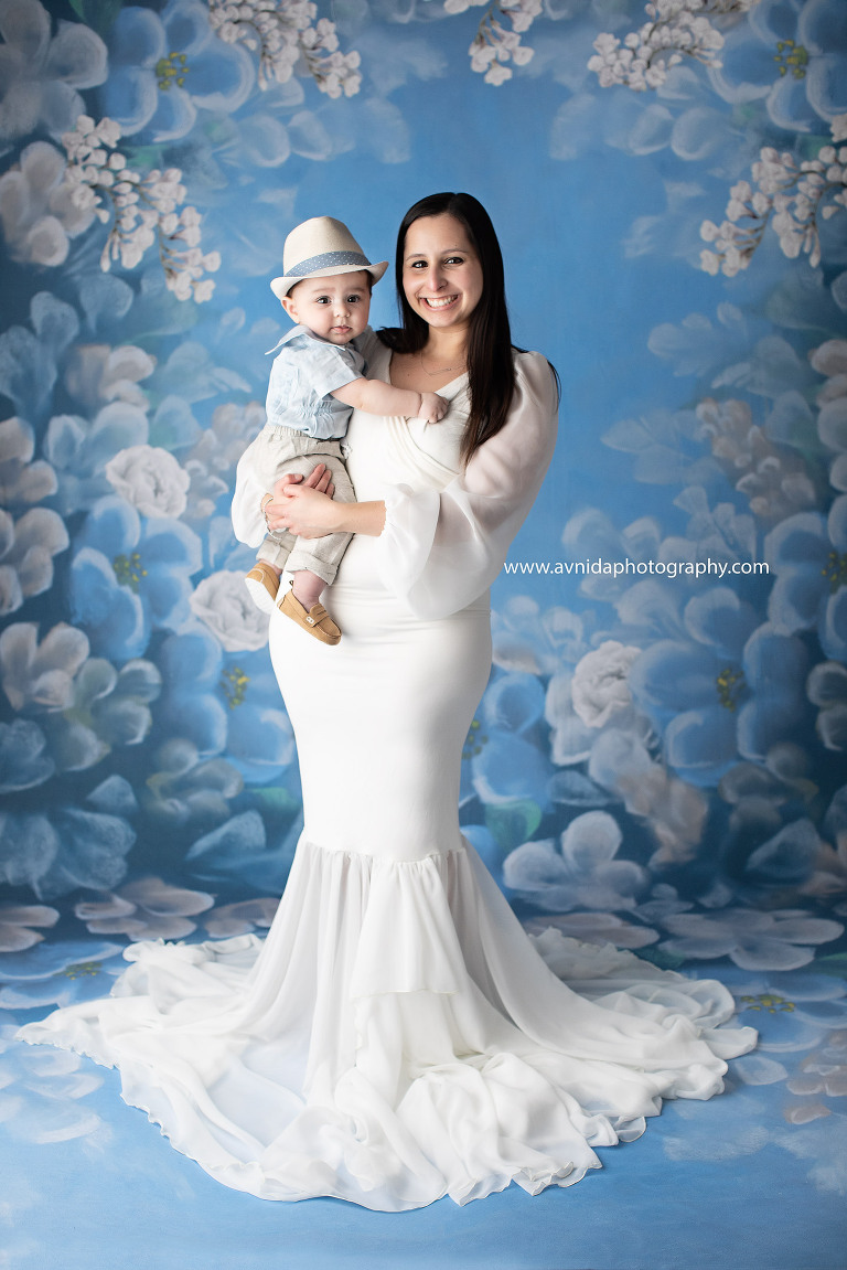 Maternity Photography Gowns - blissful in white and blue - maternity photography NJ by Avnida Photography