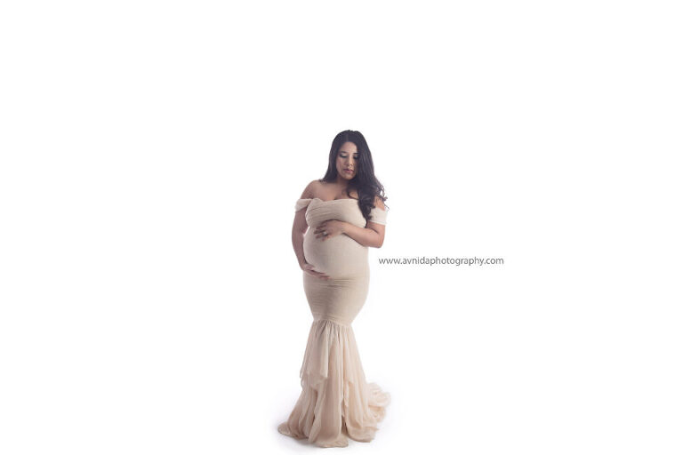 Maternity Photography Gowns - Dark Biege lace and flowing gown - Far Hills Maternity Photographer NJ