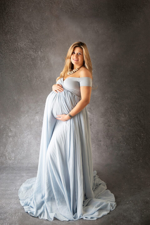 Maternity Photography Gowns - light blue gown and the blonde hair - a beautiful combination