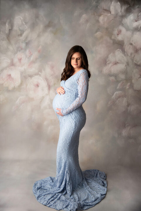 Maternity Photography Gowns - light blue lace gown by Avnida Photography