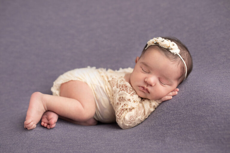 newborn photography morris county nj - Baby Angie looks just angelic wearing the cream color - how peaceful