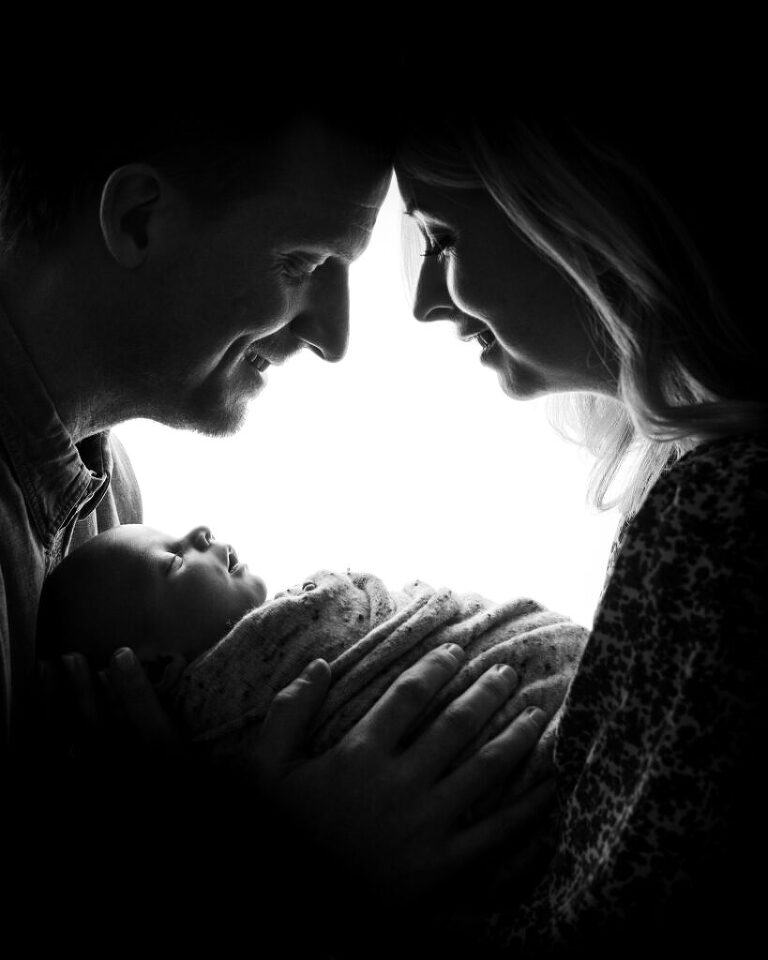Newborn Photography South Jersey NJ - The silhouette shot - the definition of beauty in black and white